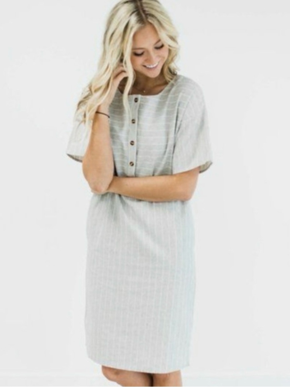 Polagram Cotton Blend Shift Dress with Pockets Lined Size Large